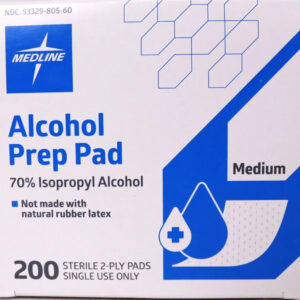 Medline Alcohol 200 Prep Pads Sterile 2-Ply Medium 70% Isopropyl Alcohol