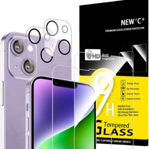 NEW’C [2 Pack] for iPhone 14 Plus Screen + Camera Lens Protector 9H Glass Kit