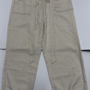 Sienna Sky Beige Pull On Cropped Wide Leg Linen Blend Pants. Size: Large