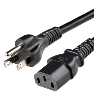 Power cord, 6ft, 10A, 125V, black, 3-prong, AC power cord for electronics