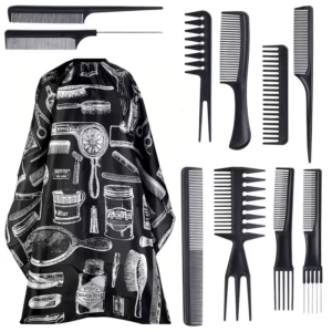 Barber Cape Set for Salon, Stylist Cape with Adjustable Buckle and Comb 11pcs