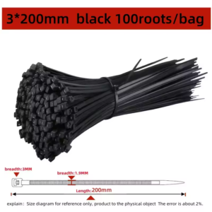 100 BLACK CABLE ZIP TIES Heavy Duty UV Resistant UL 1/8 in x 8 in