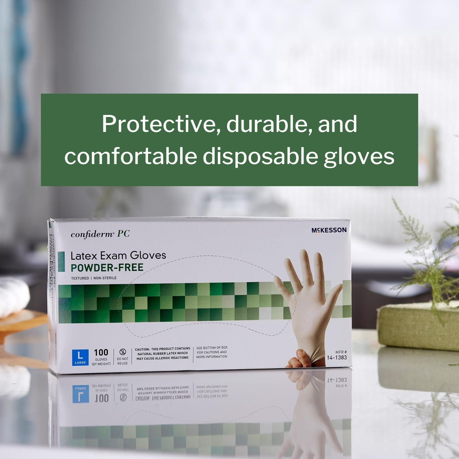 McKesson Confiderm Latex Exam Gloves Large Powder Free 100 Count Case - Image 5