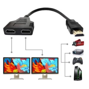 HDMI Splitter Cable 1 Input 2 Output Male to Female Adapter 1080P HDTV