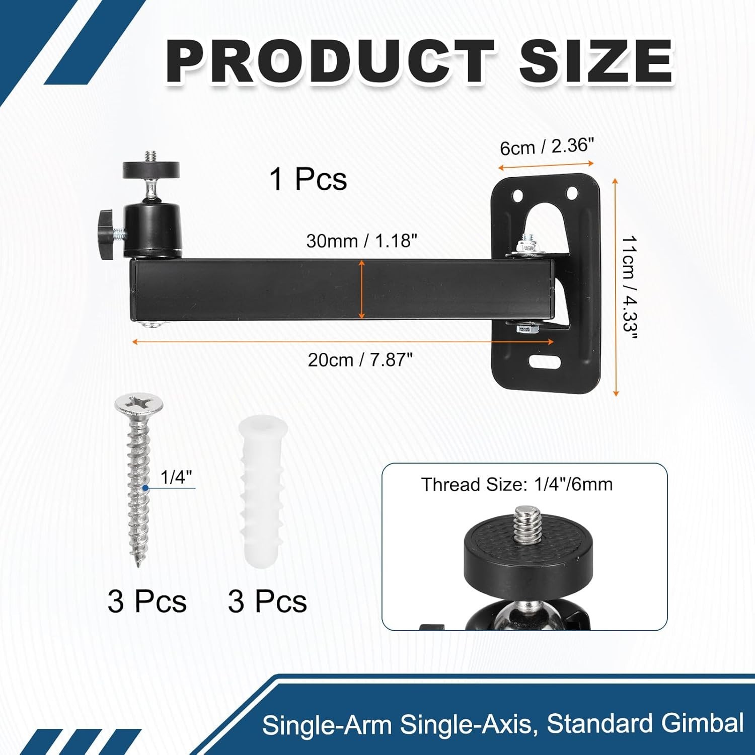 MECCANIXITY Foldable Projector Wall Mount 360° Adjustable 1/4 Screw - Image 2