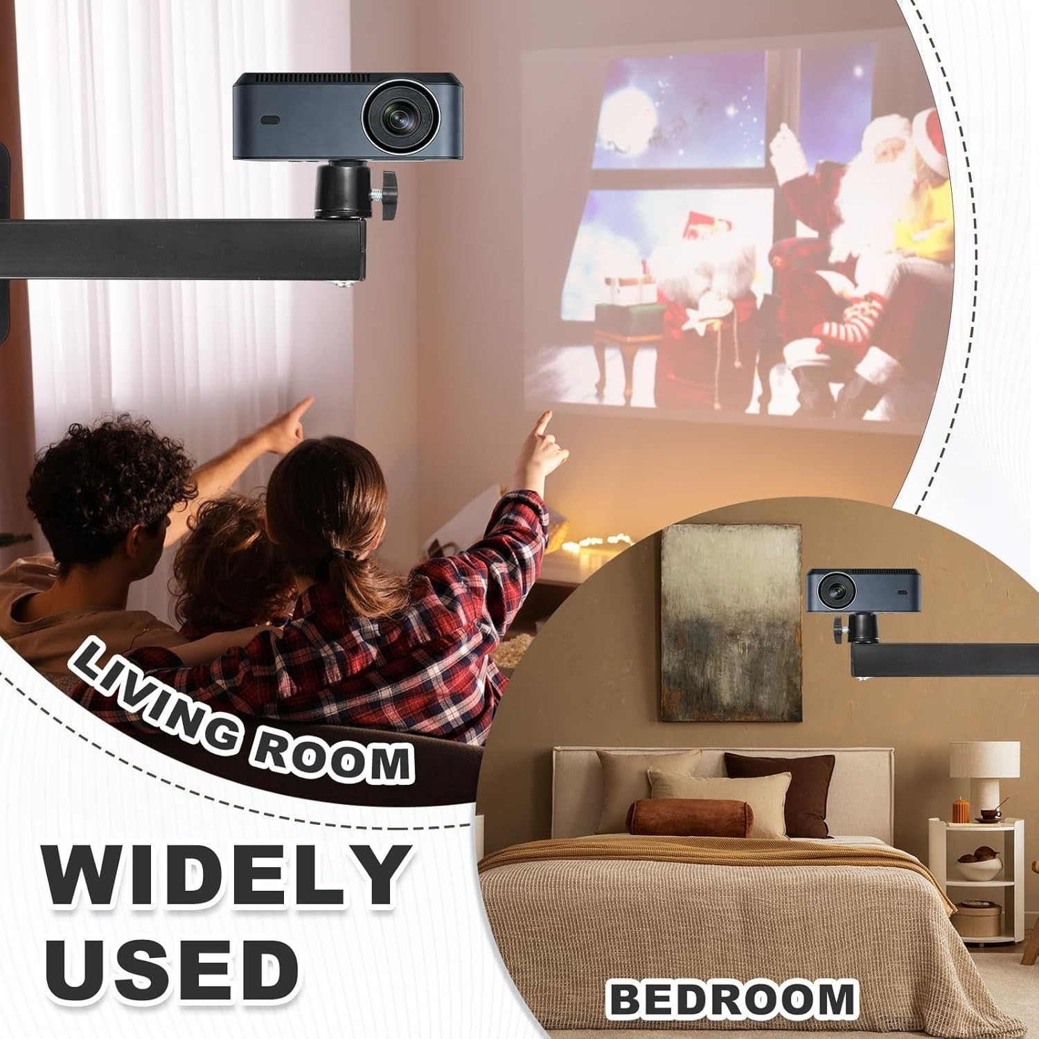 MECCANIXITY Foldable Projector Wall Mount 360° Adjustable 1/4 Screw - Image 6