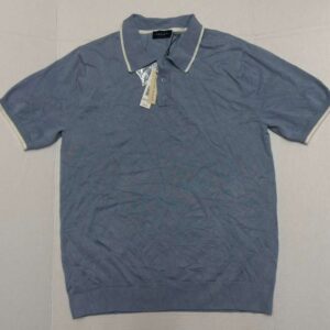 Tahari Light Gray Polo Shirt Cream Trim Short Sleeve Womens Small