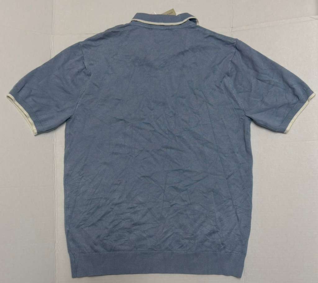 Tahari Light Gray Polo Shirt Cream Trim Short Sleeve Womens Small - Image 2
