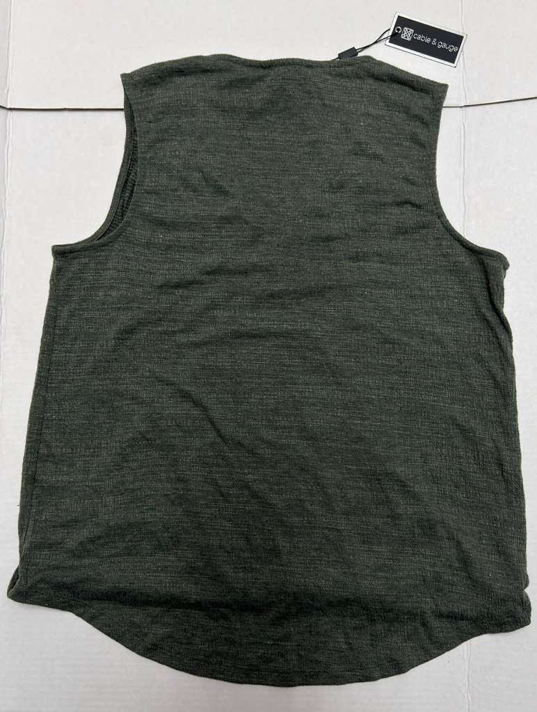 Cable & Gauge Green Faux Wrap V Neck Knit Top Womens Large Sleeveless - Image 2