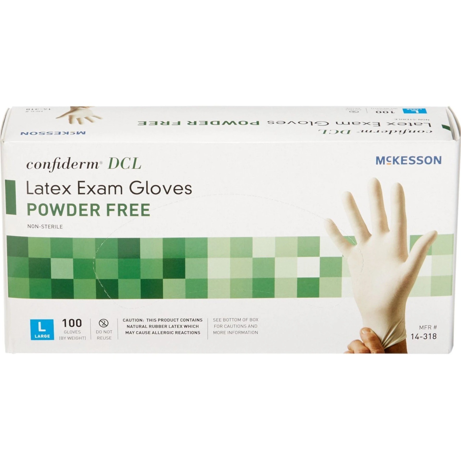 McKesson Confiderm Latex Exam Gloves Large Powder Free 100 Count Case