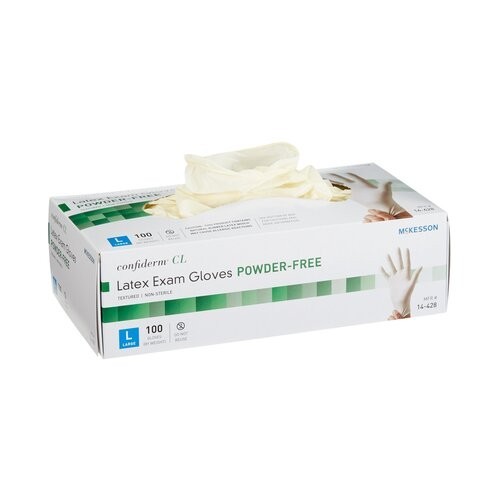McKesson Confiderm Latex Exam Gloves Large Powder Free 100 Count Case - Image 2