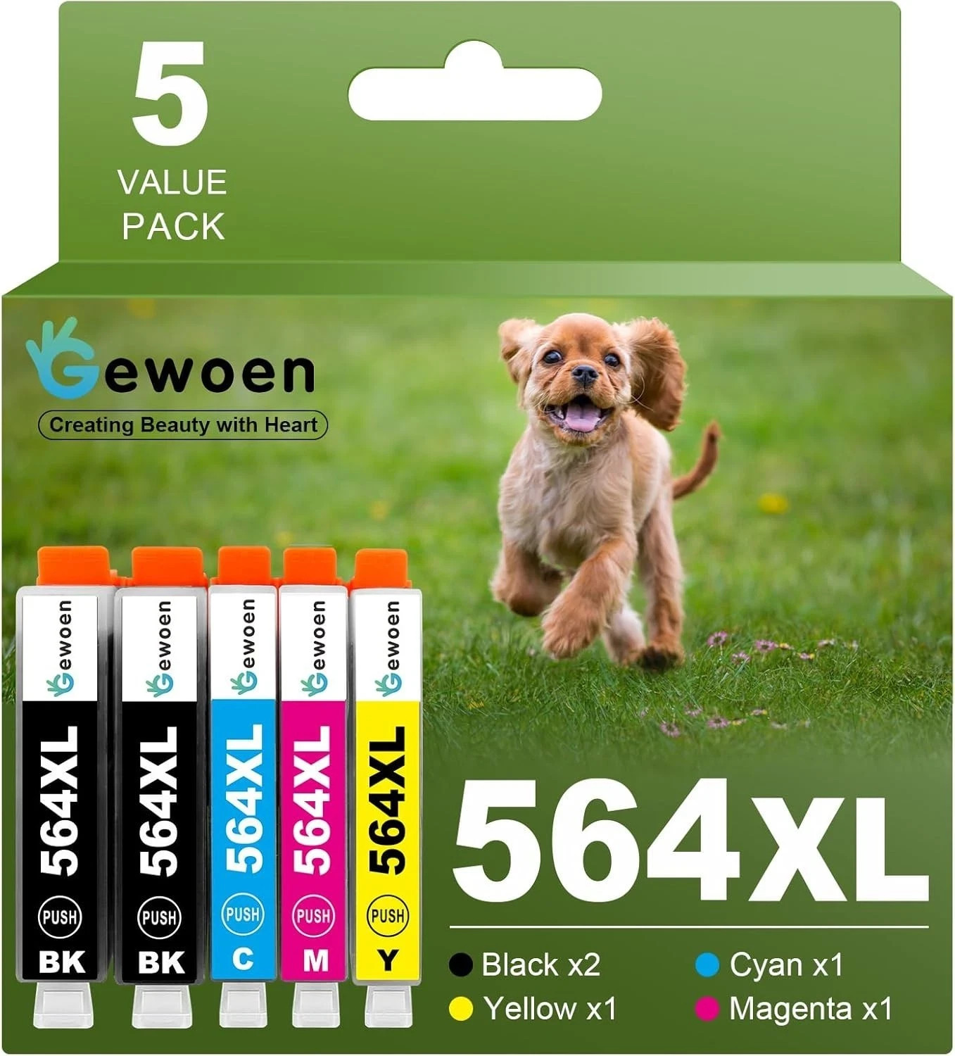 HP 564XL Ink Cartridges 4622 5-Pack Black & Color for HP Photosmart OfficeJet