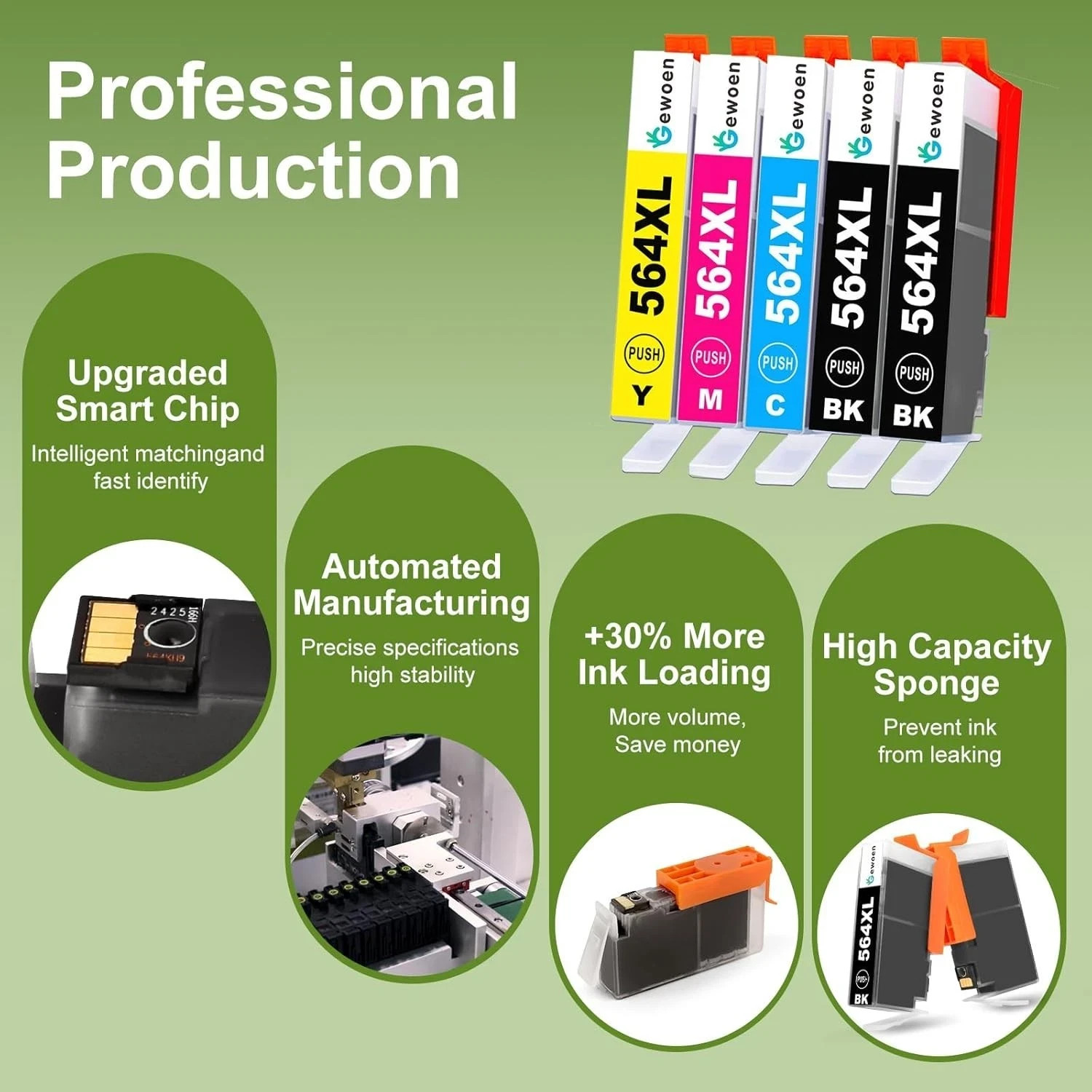 HP 564XL Ink Cartridges 4622 5-Pack Black & Color for HP Photosmart OfficeJet - Image 2