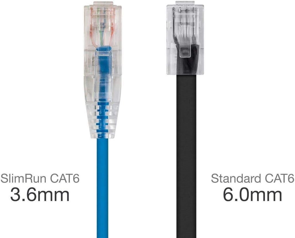 Cat.6A Ethernet Patch Blue & Withe Cable Slim 28AWG Copper RJ-45 LAN Network - Image 2