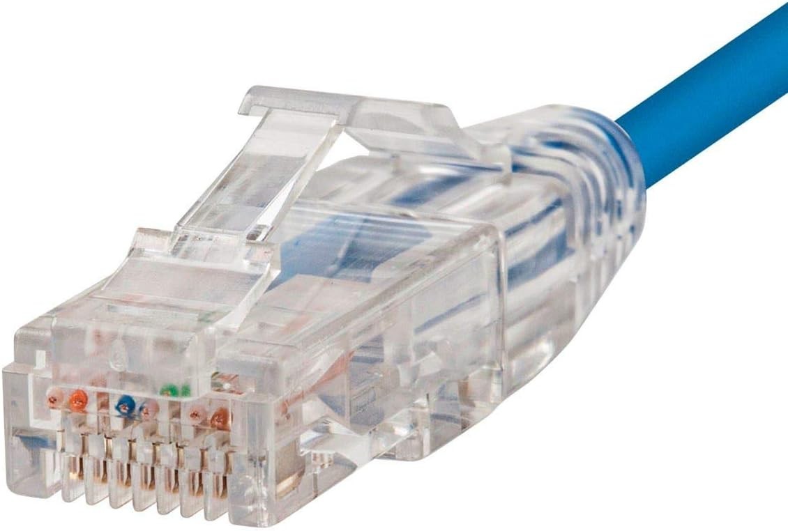 Cat.6A Ethernet Patch Blue & Withe Cable Slim 28AWG Copper RJ-45 LAN Network - Image 3