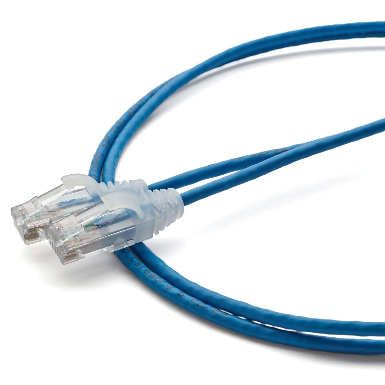 Cat.6A Ethernet Patch Blue & Withe Cable Slim 28AWG Copper RJ-45 LAN Network - Image 7
