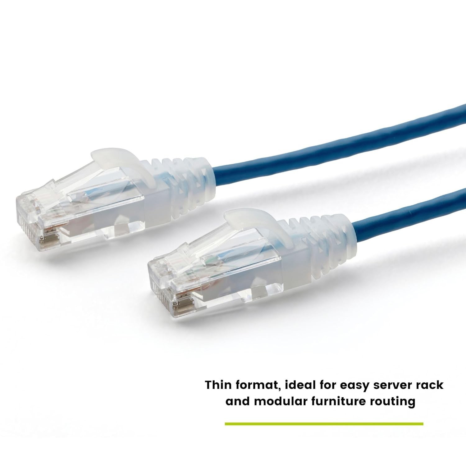 Cat.6A Ethernet Patch Blue & Withe Cable Slim 28AWG Copper RJ-45 LAN Network - Image 9