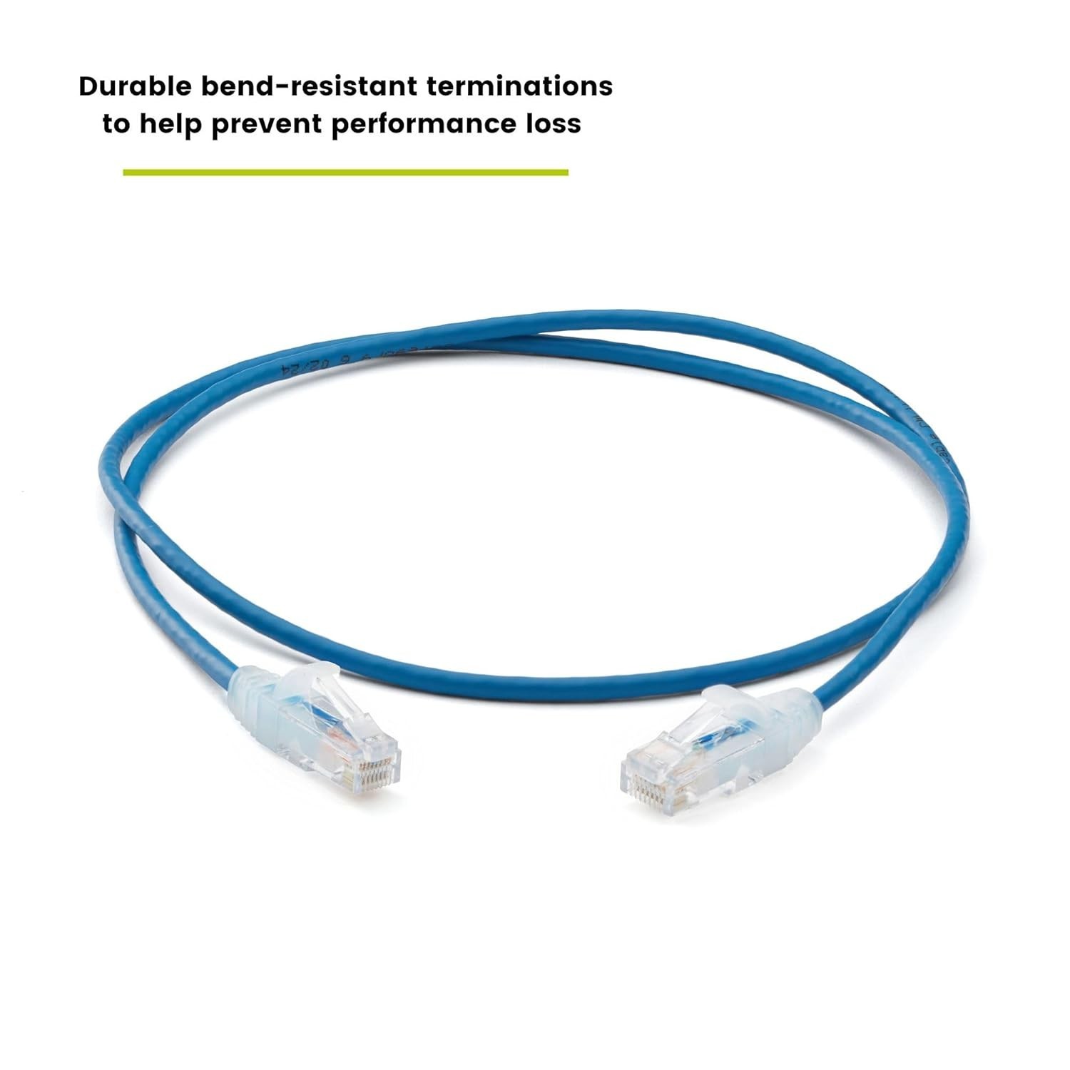 Cat.6A Ethernet Patch Blue & Withe Cable Slim 28AWG Copper RJ-45 LAN Network - Image 11