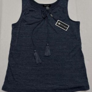 Cable & Gauge Blue Sleeveless Tassel Tie Neck Top Womens XS Blouse