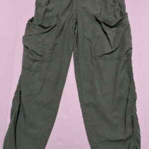 Hunter & Brown Womens Olive Green Cargo Pants Elastic Waist Multi Pocket Size M
