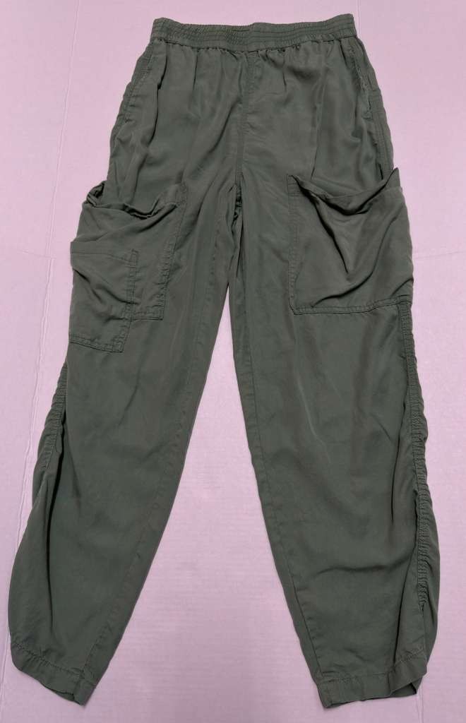 Hunter & Brown Womens Olive Green Cargo Pants Elastic Waist Multi Pocket Size M