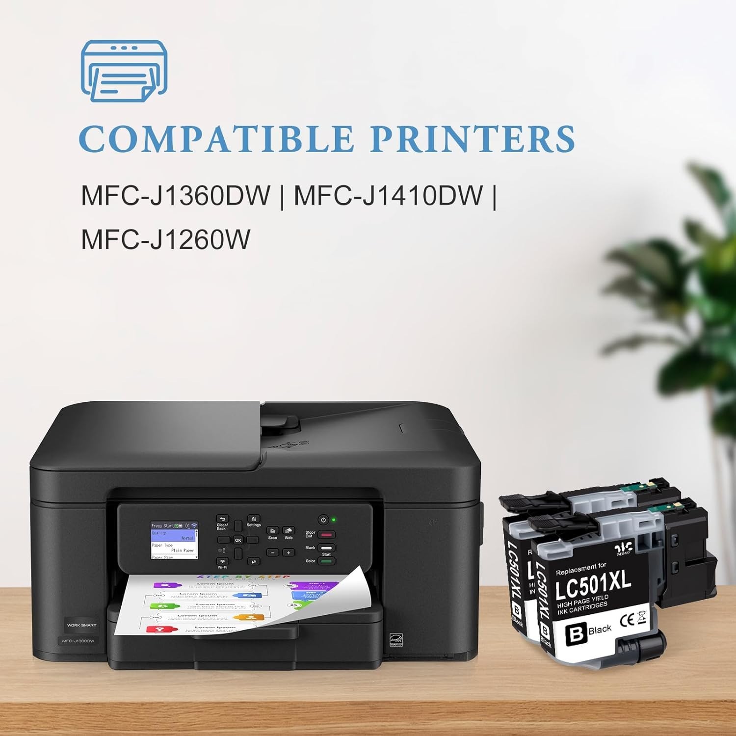 Weemay LC501XL Black Ink Cartridge 2-Pack Compatible with Brother MFC-J Series - Image 2