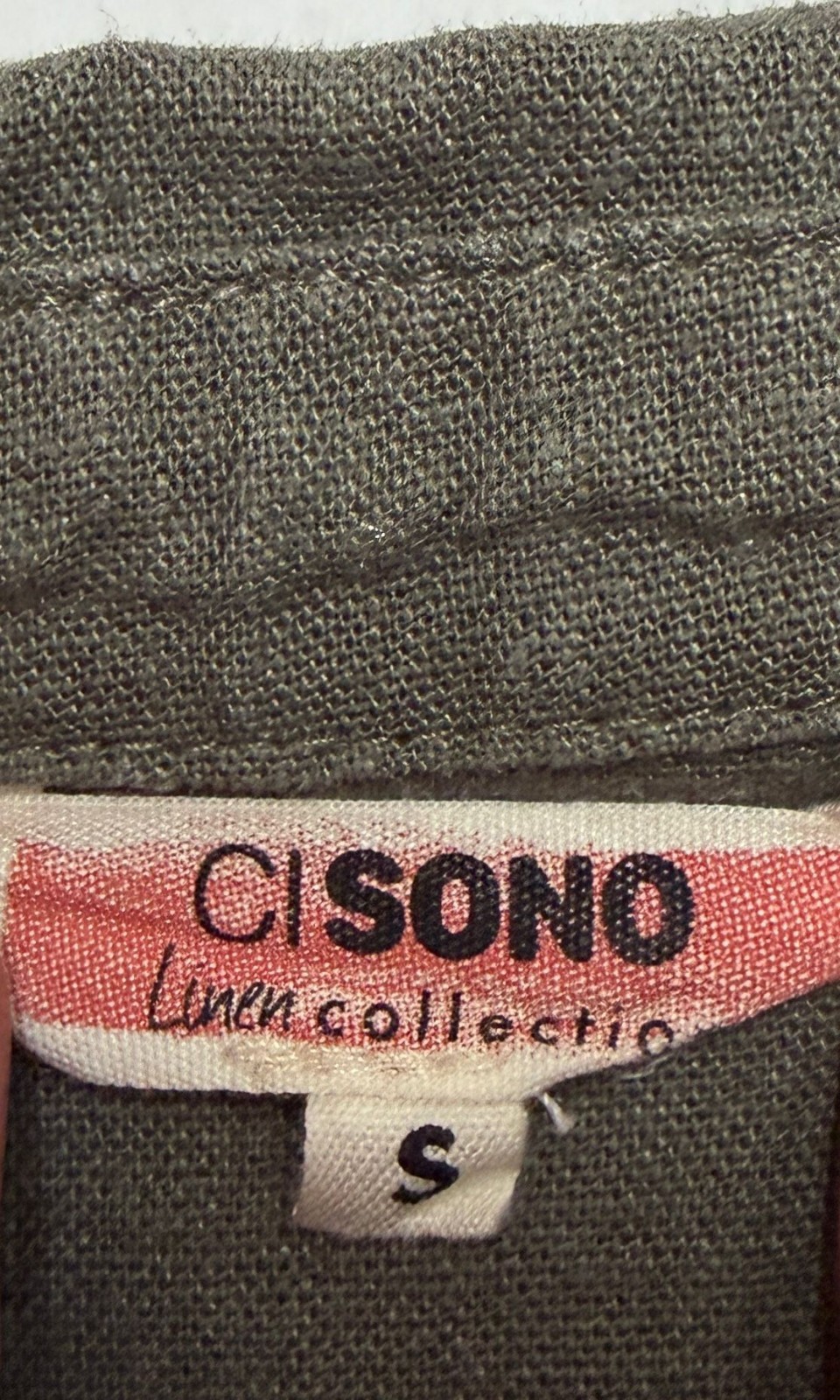 CI SONO Womens Olive Green Linen Cargo Shirt Roll Tab 3/4 Sleeve Size S - Image 3