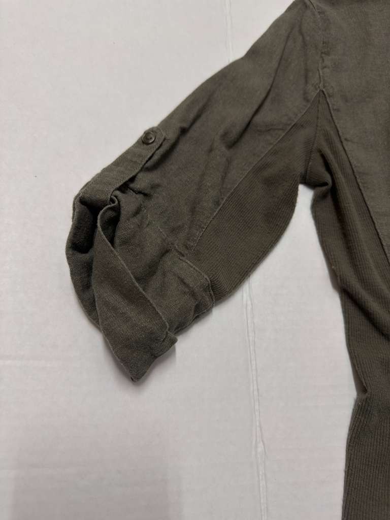 CI SONO Womens Olive Green Linen Cargo Shirt Roll Tab 3/4 Sleeve Size S - Image 4