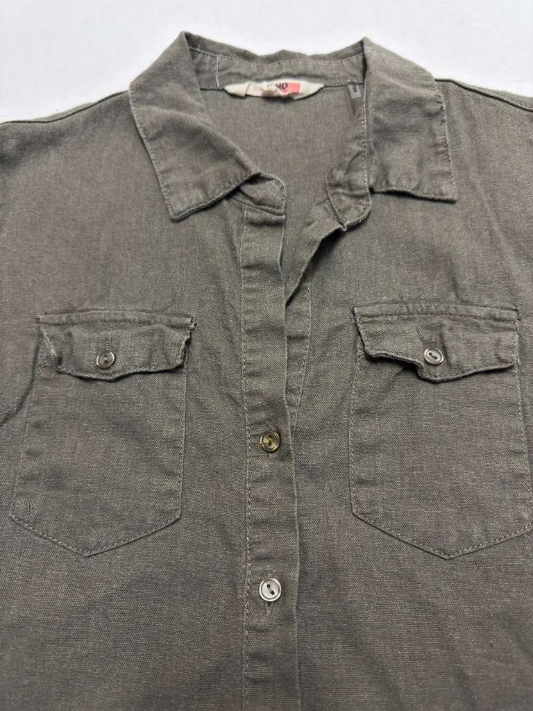 CI SONO Womens Olive Green Linen Cargo Shirt Roll Tab 3/4 Sleeve Size S - Image 5