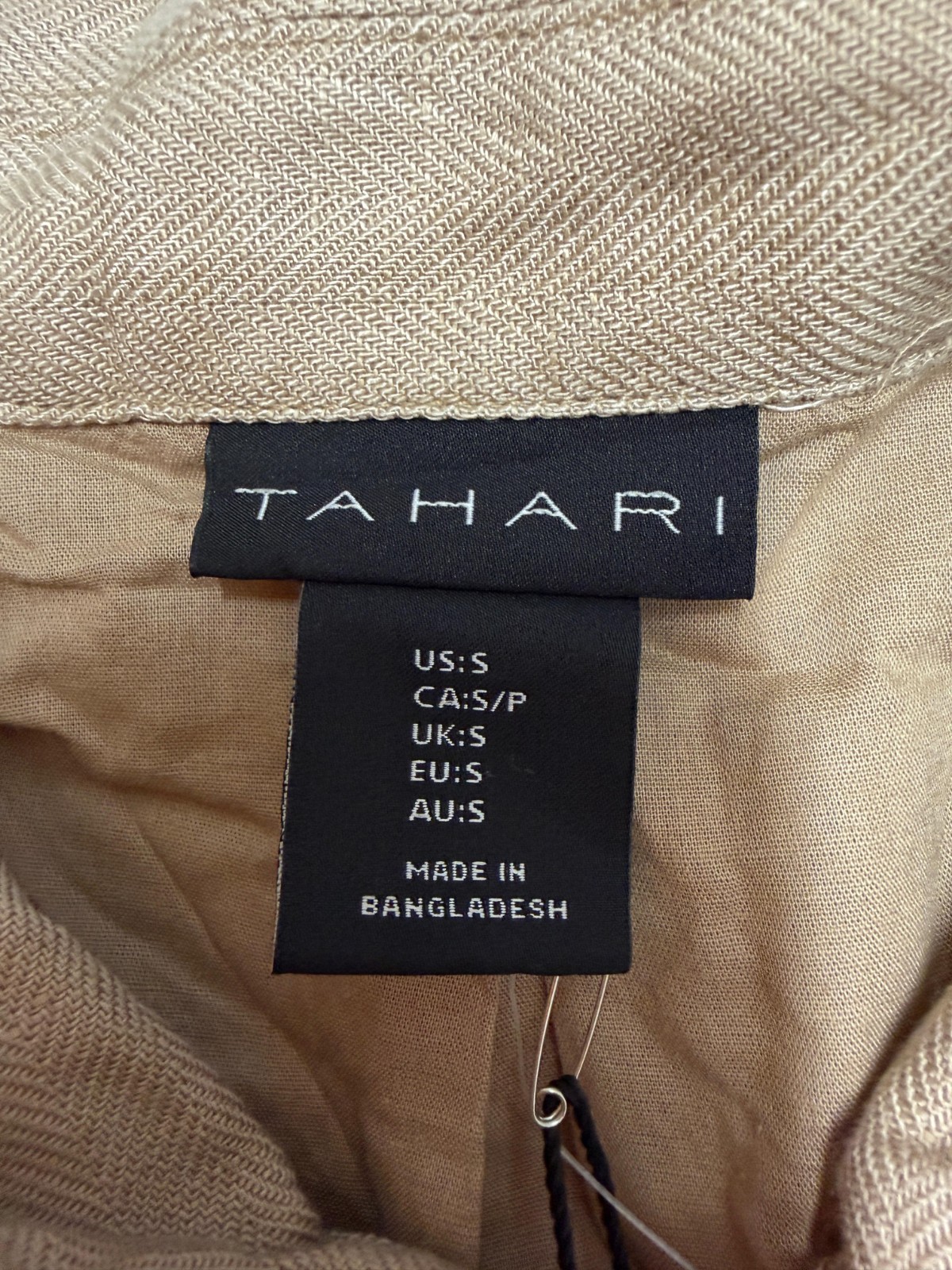 Tahari Womens S Long Sleeve Button Front Shirt Jacket Light Brown Beige Casual - Image 3