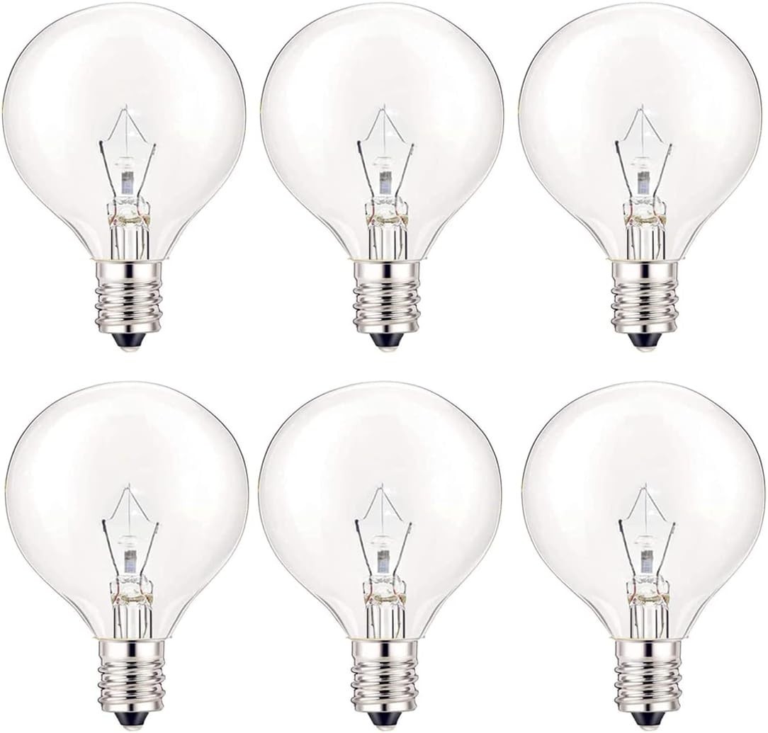 SerBion 25W Wax Warmer Bulbs E12 G16.5 Dimmable Warm White 6 Pack 120V