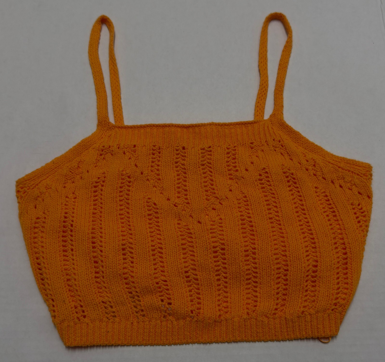 Freshman1996 Womens XS Orange Knit Ribbed Sleeveless Crop Top Spaghetti Straps - Image 2