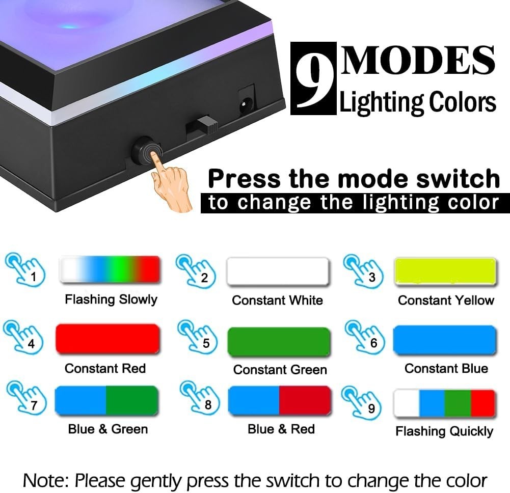 IFOLAINA LED Light Display Base Multicolor Square Display Stand 9 Lighting Modes - Image 5