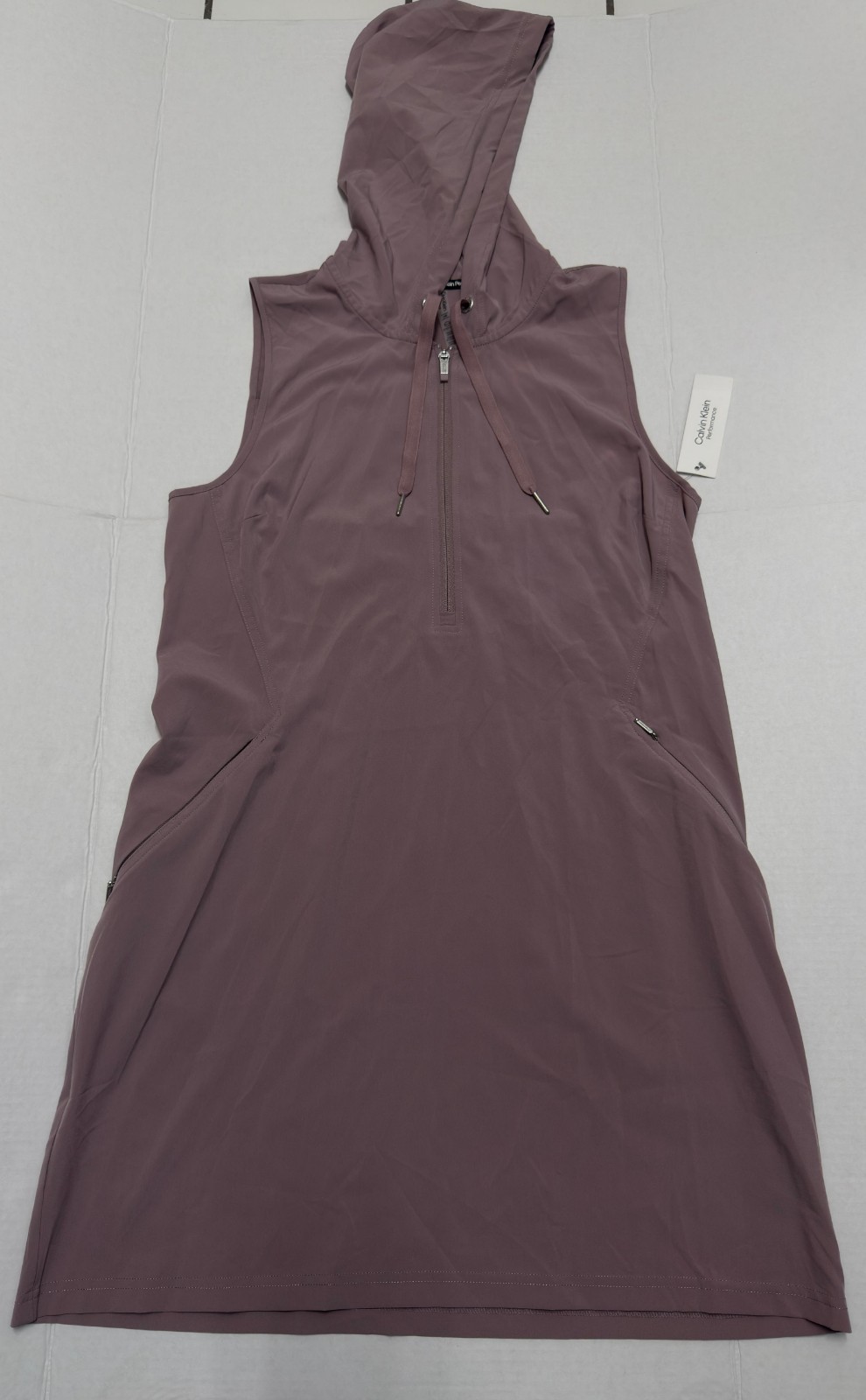 Calvin Klein Performance Womens L/G Sleeveless Hooded Zip Front Stretch Vest Jac