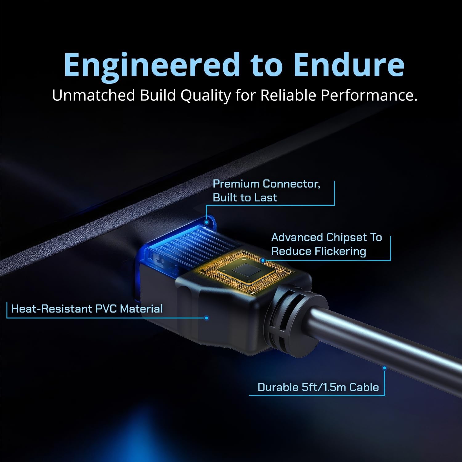 Kado 5FT HDMI Cable High Speed 1.4 Ethernet 1080P 144Hz HDCP TV Monitor PC - Image 3