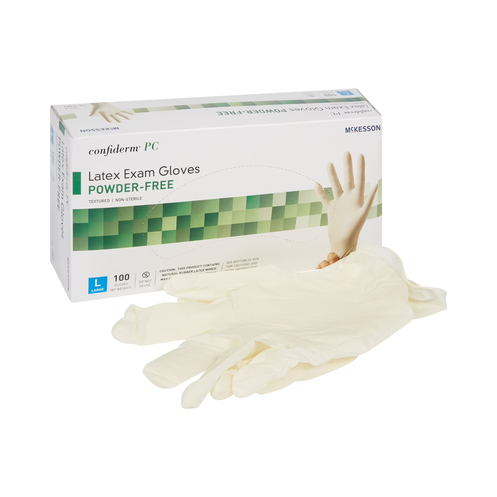 McKesson Confiderm Latex Exam Gloves Large Powder Free 100 Count Case - Image 4