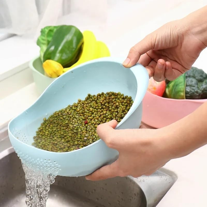 Rice Strainer Plastic Washing Colander for Beans Peas Fruits Vegetables White - Image 3