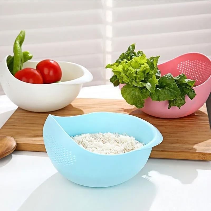 Rice Strainer Plastic Washing Colander for Beans Peas Fruits Vegetables White - Image 6