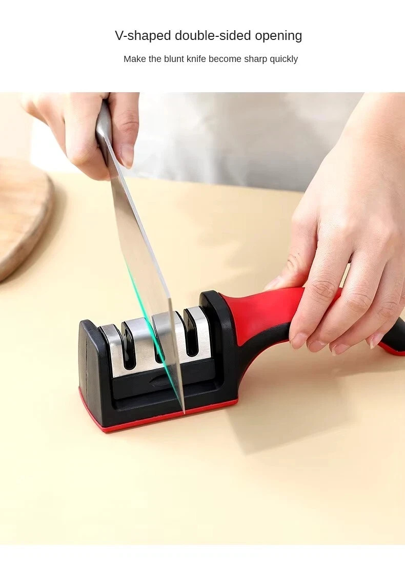 Professional 3 Stage Kitchen Knife Sharpener Manual Sharpening Tool Gray Black - Image 8