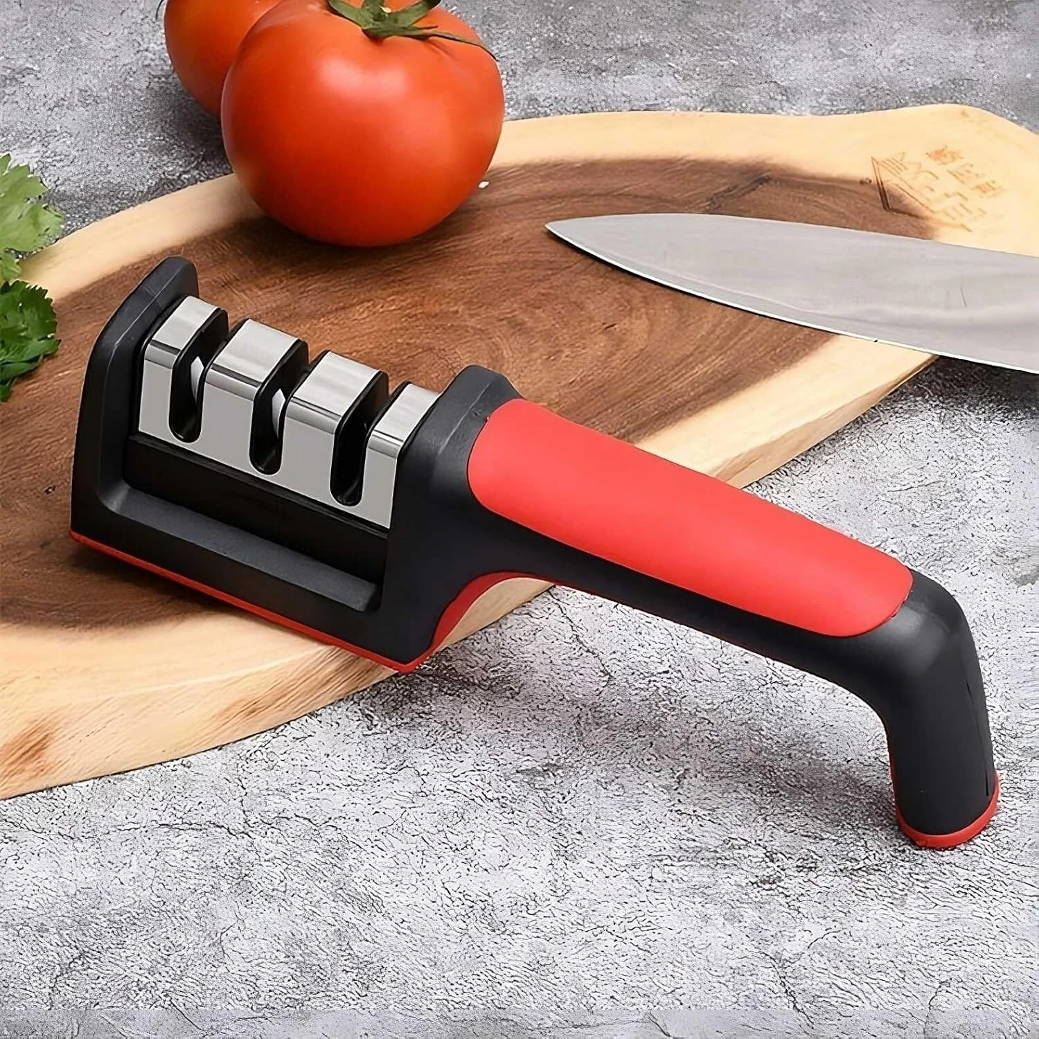 Professional 3 Stage Kitchen Knife Sharpener Manual Sharpening Tool Gray Black - Image 9