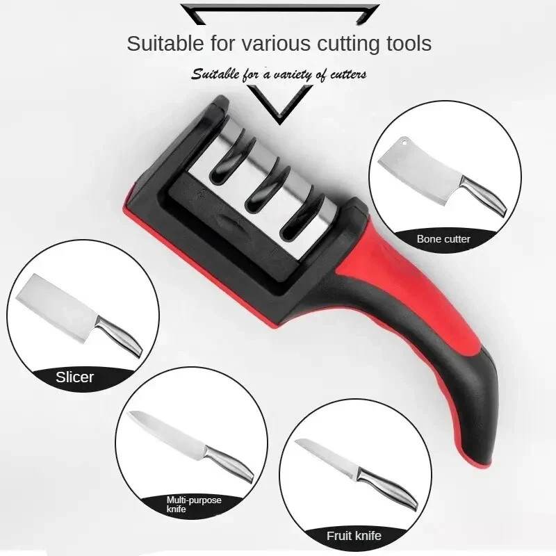 Professional 3 Stage Kitchen Knife Sharpener Manual Sharpening Tool Gray Black - Image 11