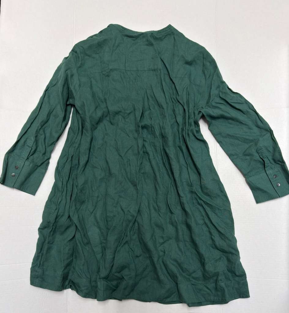 Joie Womens Large Green Linen Button Front Shirt 3/4 Sleeve V Neck Top - Image 2