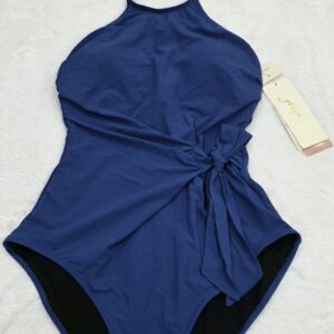 Gottex Womens One-Piece Swimsuit Size 12 Cobalt Halter Deep V-Neck NWT