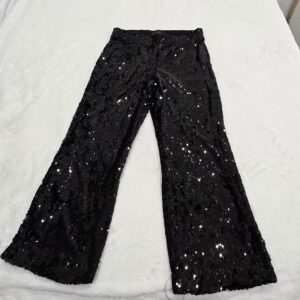 House of Harlow Womens Wide Leg Sequin Pants Size M Black Lined NWT