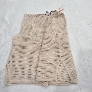 Sincerely Jules Womens S Beige Crochet Open Knit Sleeveless Cardigan V-Neck NWT