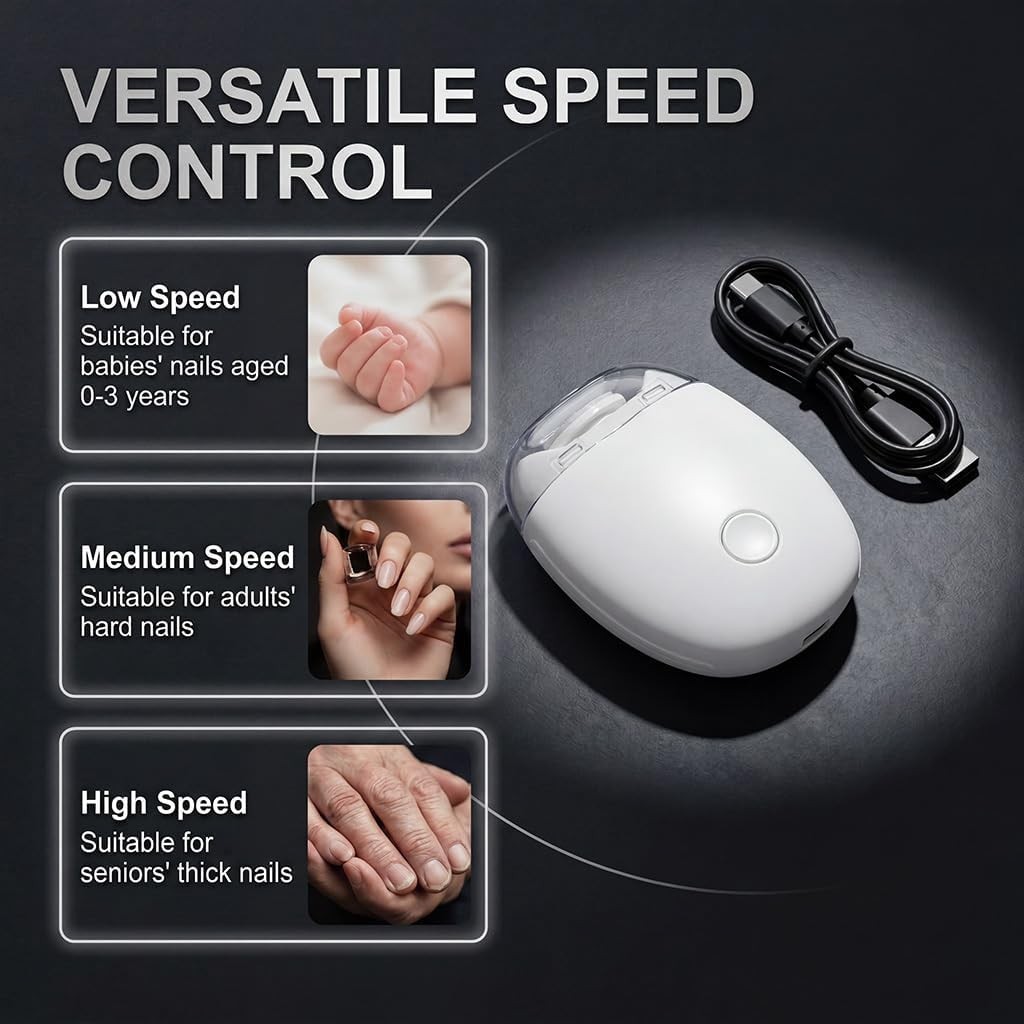 Electric Nail Clipper LED Light Automatic Nail Trimmer Rechargeable USB - Image 3