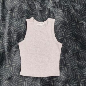Pink Rose Womens Crop Top Size XS Light Gray Sleeveless Round Neck Rayon Blend