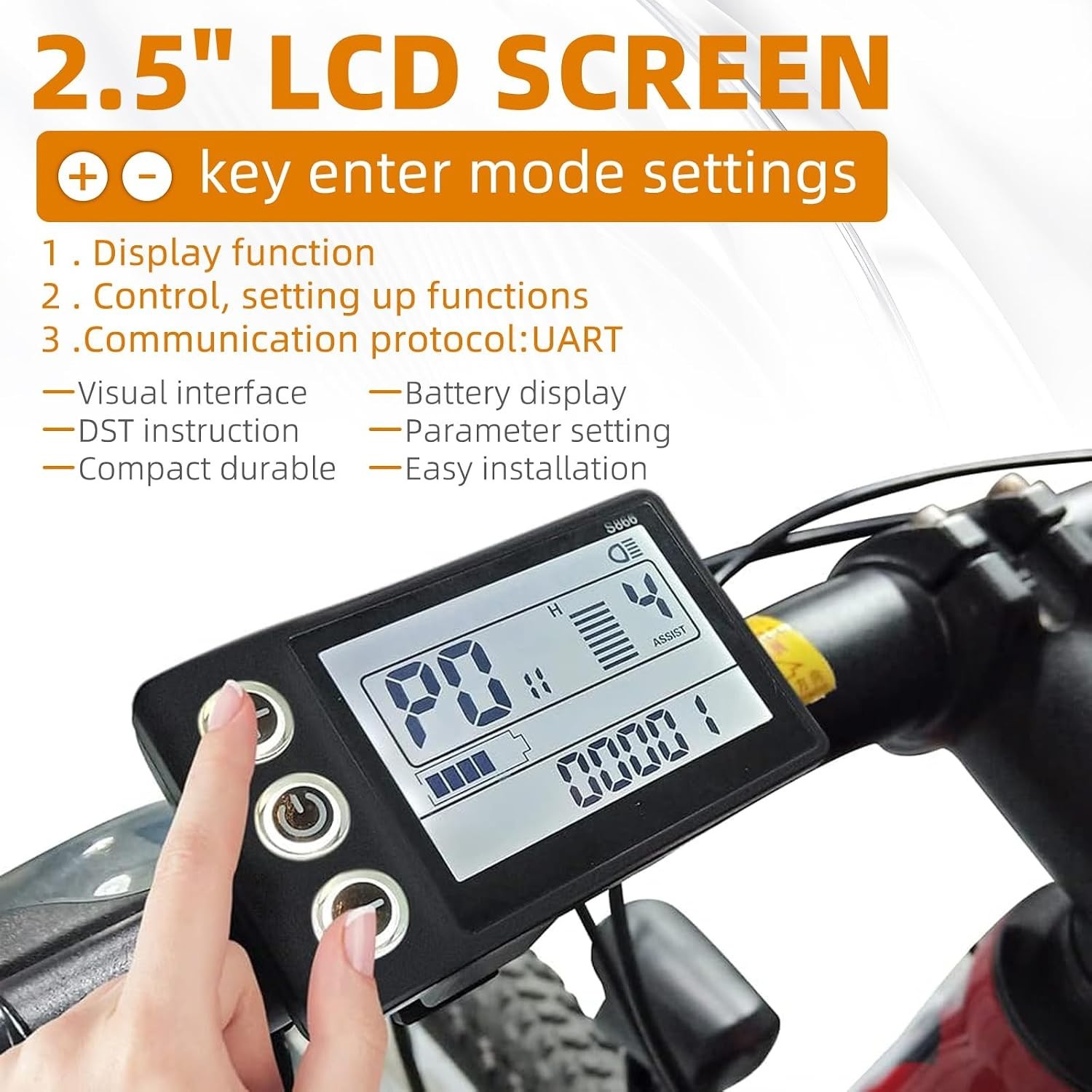 S866 LCD Ebike Display 24V 36V 48V Electric Bike Speedometer Panel - Image 7