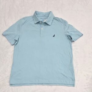 Nautica Mens Light Blue Polo Shirt Sailboat Logo Cotton Size M NWT