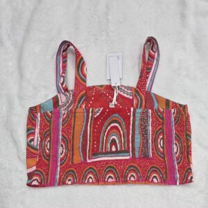 Rose + Olive Womens Multicolor Abstract Print Cropped Tank Top Size L NWT